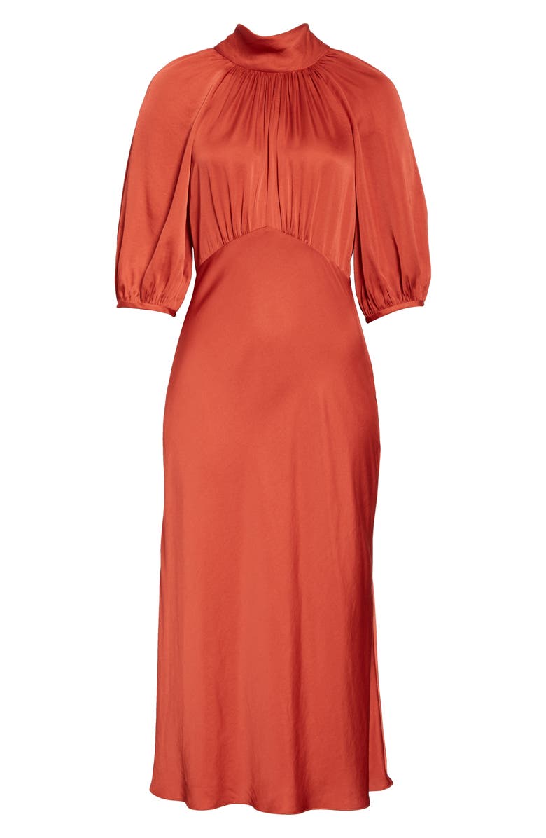 Rebecca Taylor Tie Neck Satin Dress, Alternate, color,