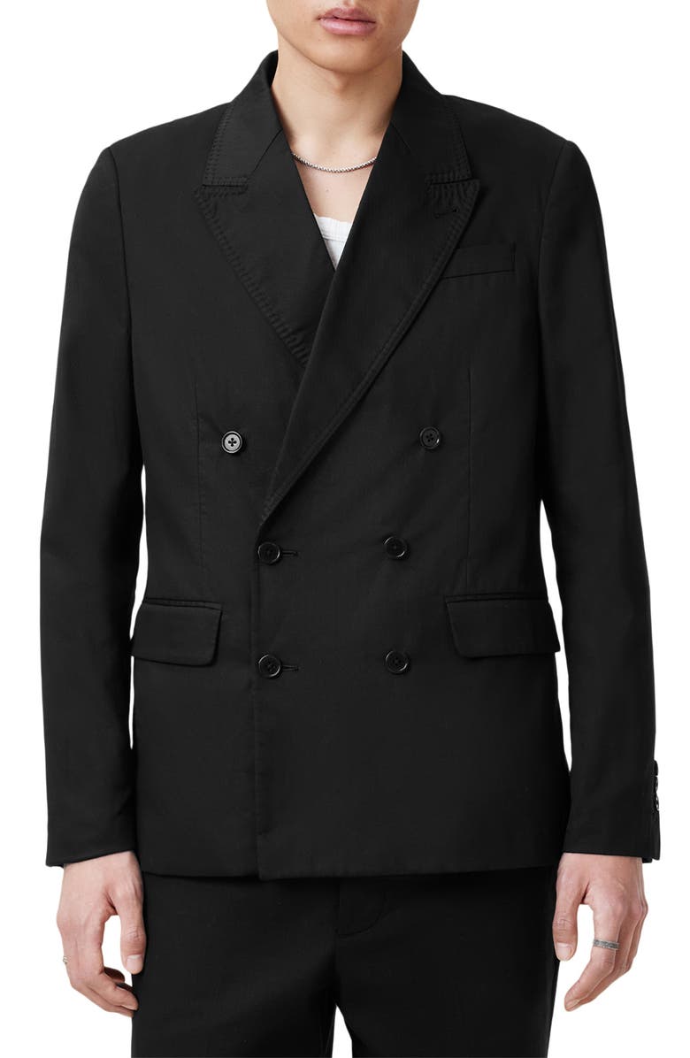 AllSaints Newton Double Breasted Cotton Blazer, Main, color, 