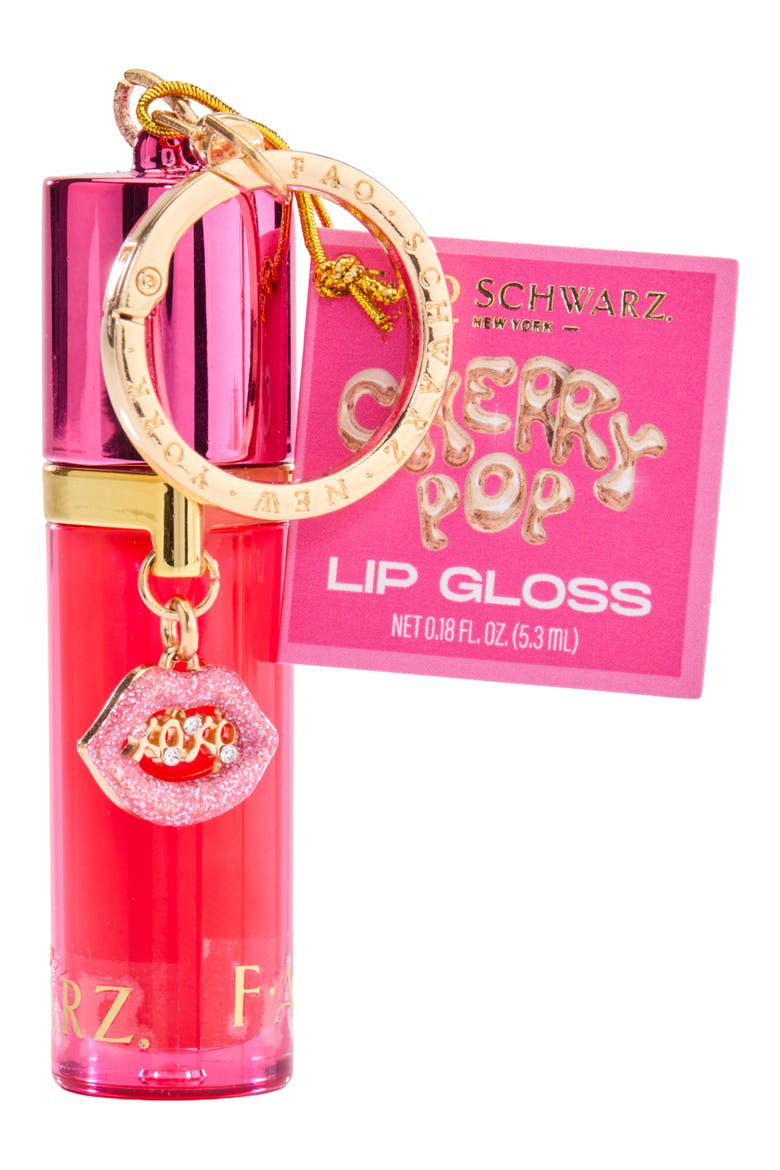 Kids' Cherry Pop Lip Gloss & Lip Charm, Main, color, DARK PINK