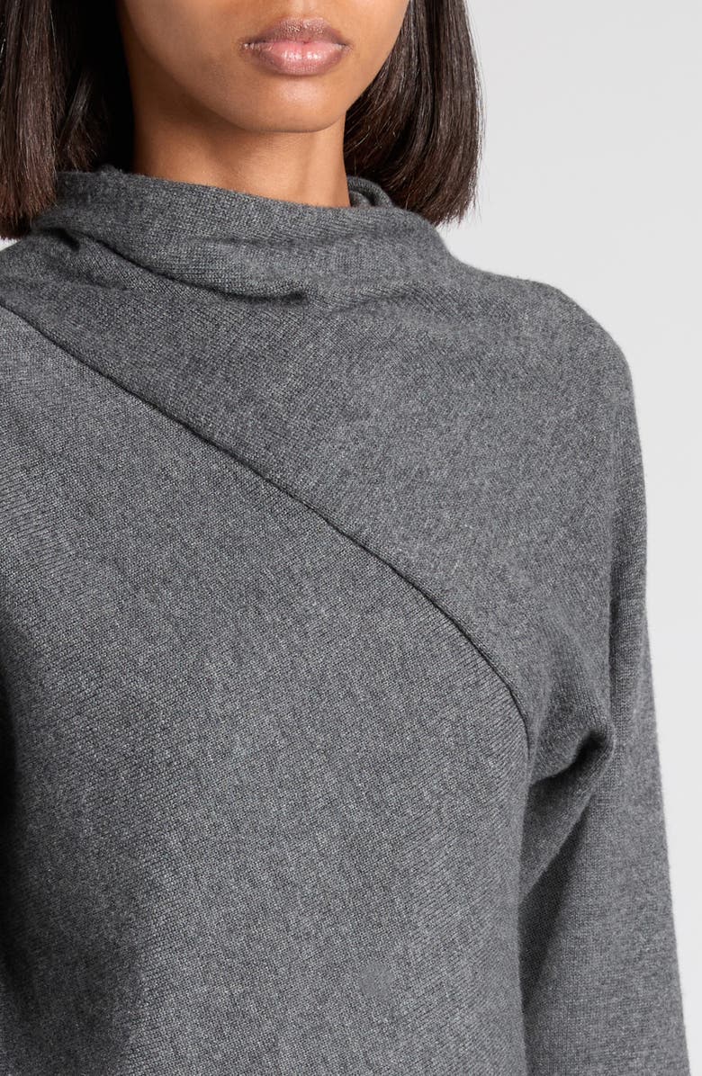 TOM FORD Wrap Detail Cashmere & Cotton Sweater, Alternate, color, Ig712 Dark Grey Melange