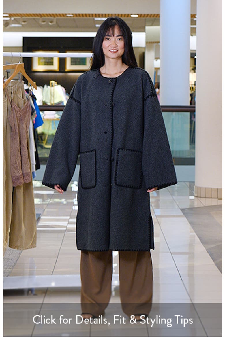 Embroidered Trim Long Scarf Coat video
