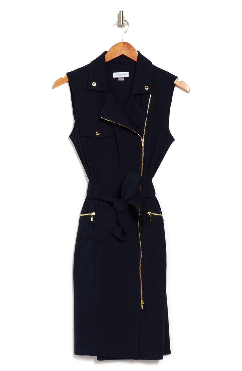 Calvin Klein Moto Tank Dress, Alternate, color, Indigo