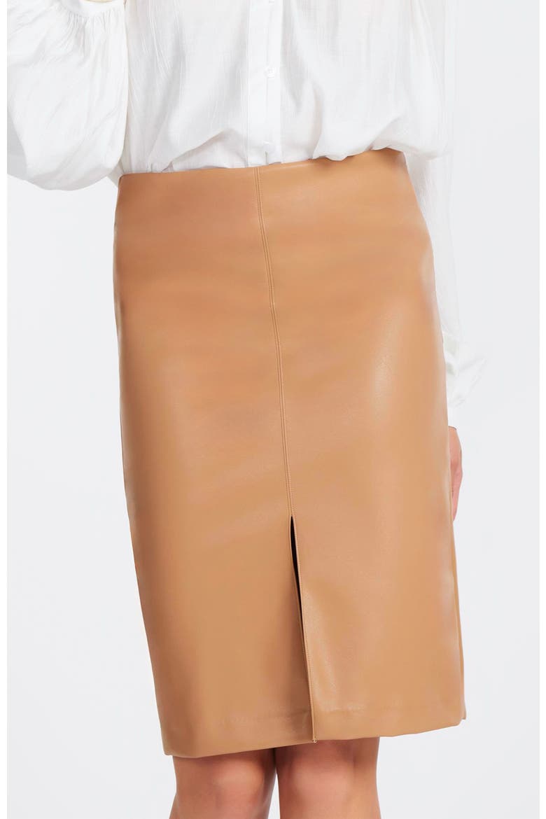 Briana Faux Leather Skirt, Main, color, Caramel