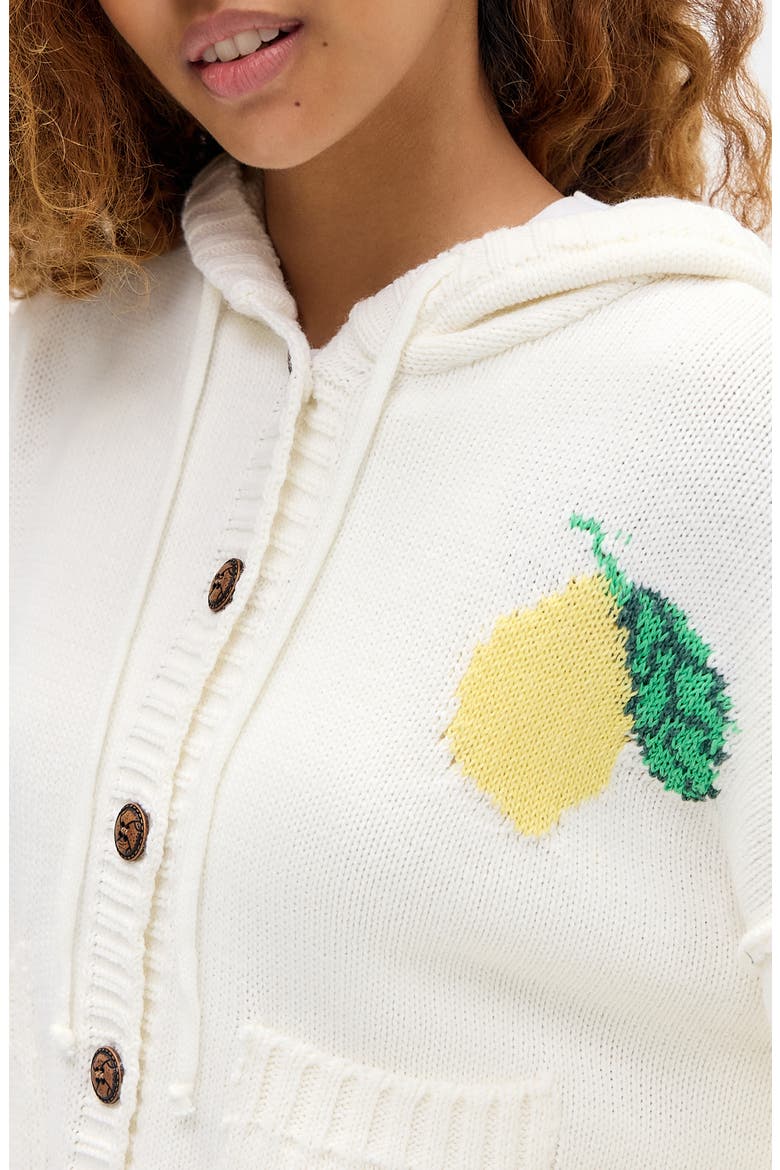 Limoncello Button-Up Graphic Hoodie Cardigan, Alternate, color, WHITE