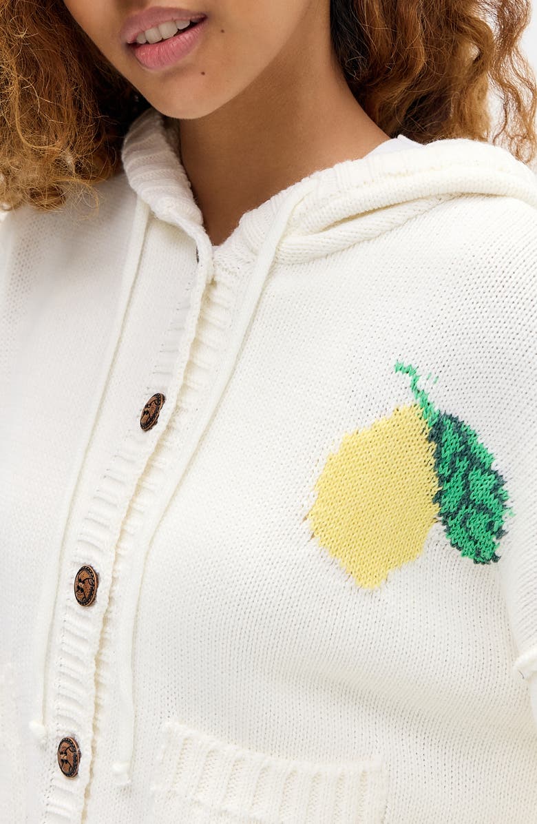 BDG Urban Outfitters Limoncello Button-Up Graphic Hoodie Cardigan, Alternate, color, White