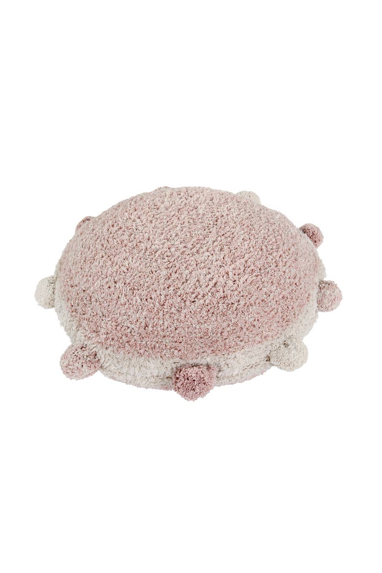Bubbly Pompom Trim Floor Cushion, Alternate, color, VINTAGE BLUSH