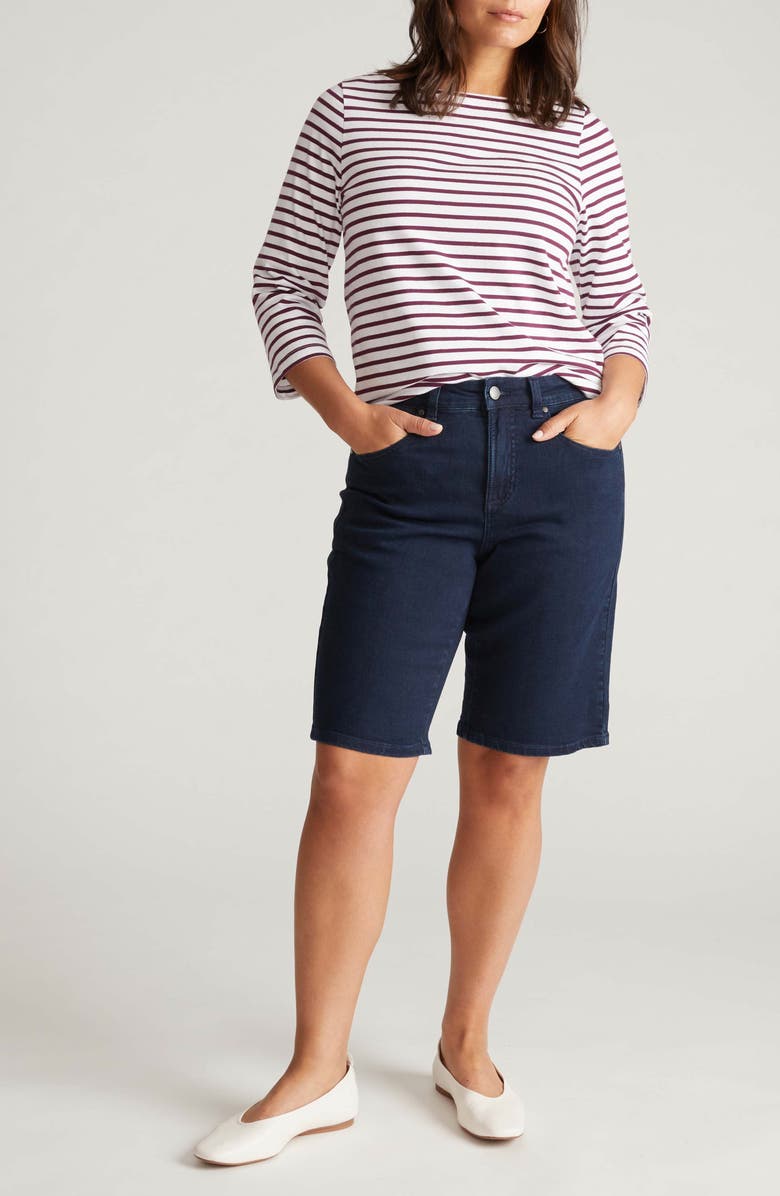 Universal Standard Belle Breton Stripe Top, Alternate, color, White/ Gamay