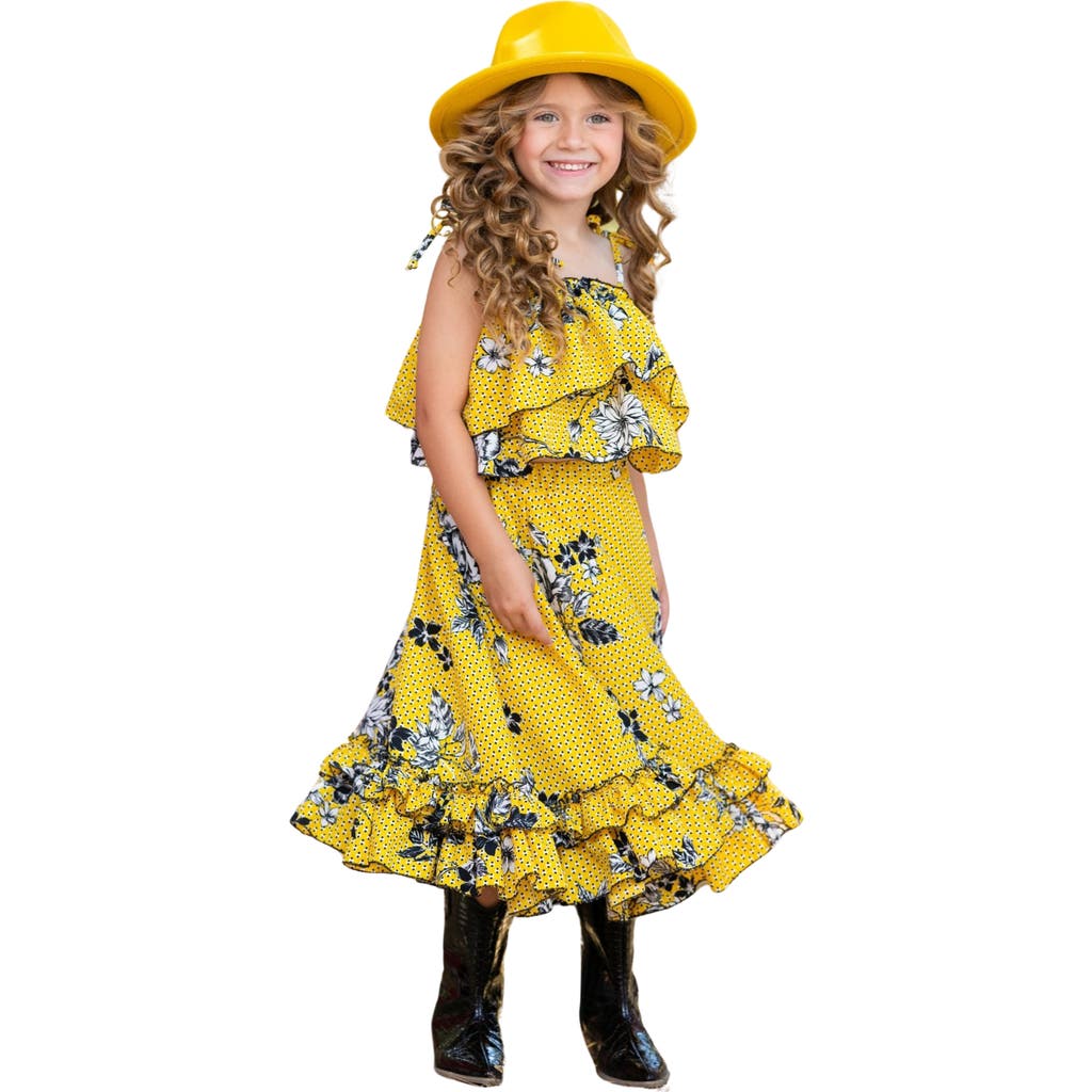 Mia Belle Girls Bright Days Ruffle Maxi Skirt Set in Yellow  product