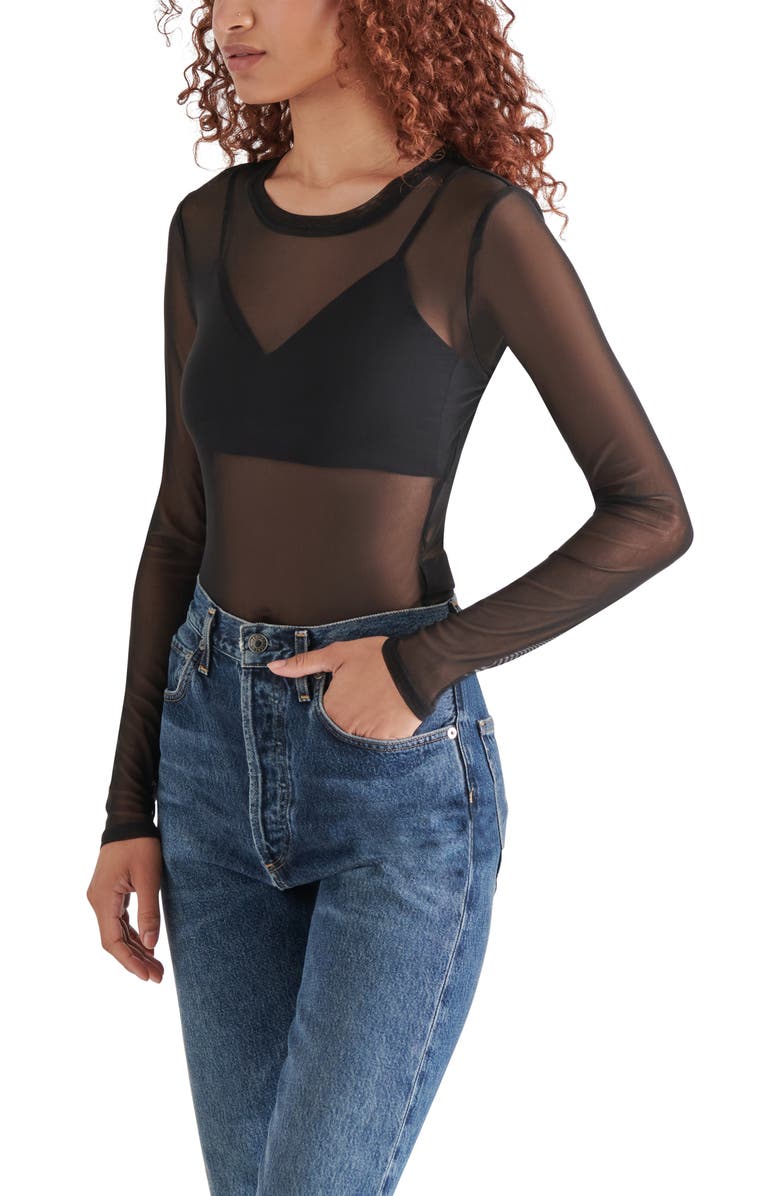 Steve Madden Azure Mesh Bodysuit, Alternate, color, 