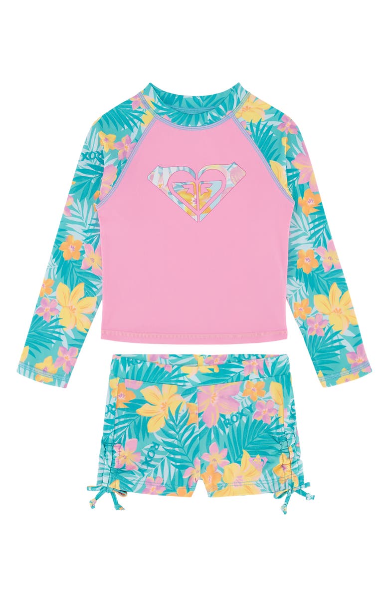 Roxy Kids' Two-Piece Long Sleeve Rashguard Swimsuit, Main, color, 