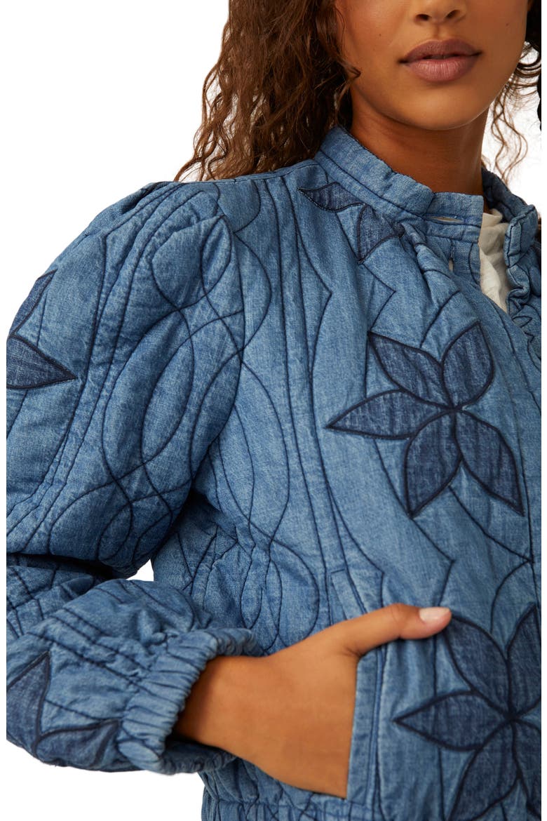 Quinn Quilted Cotton Denim Jacket, Alternate, color, INDIGO COMBO