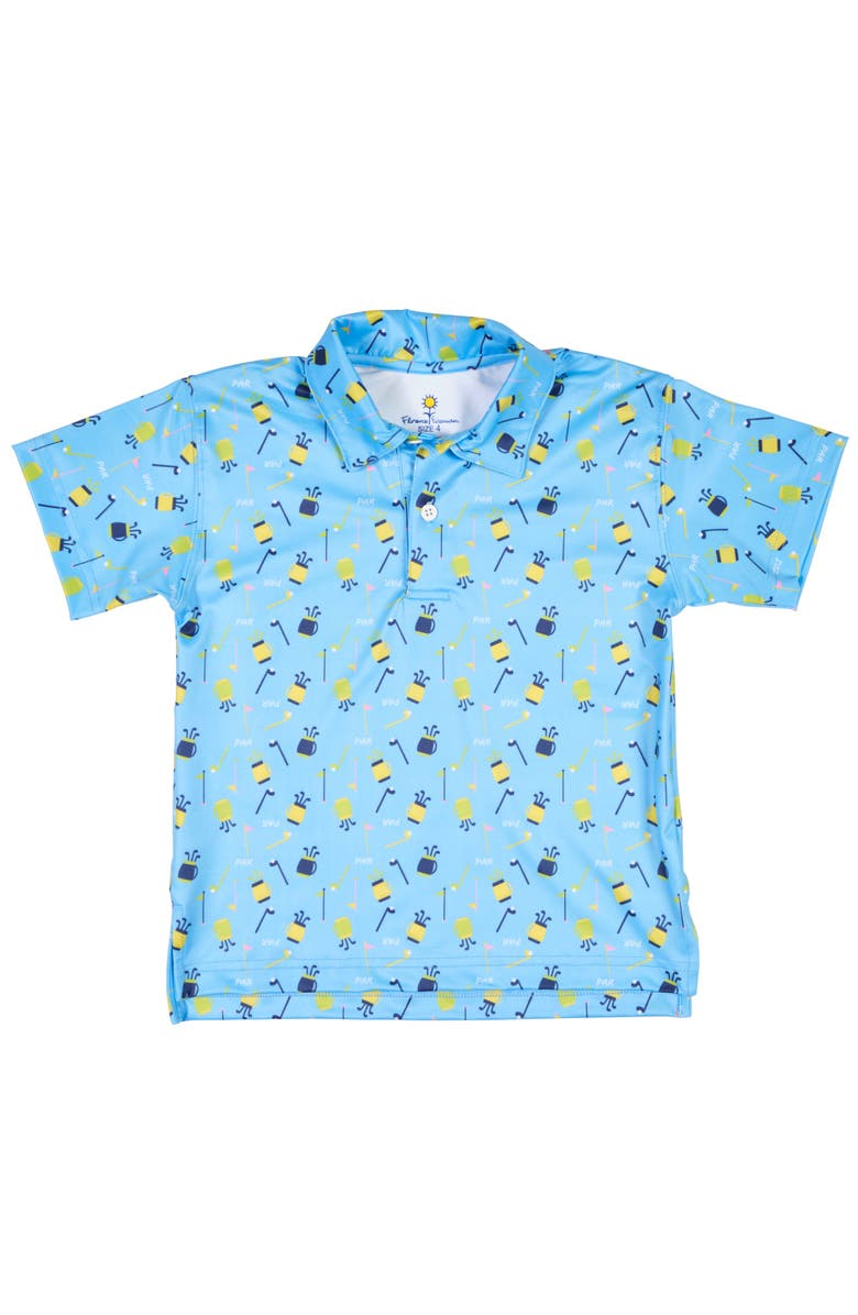 Florence Eiseman Golf Print Performance Knit Polo, Main, color, Blue/Multi