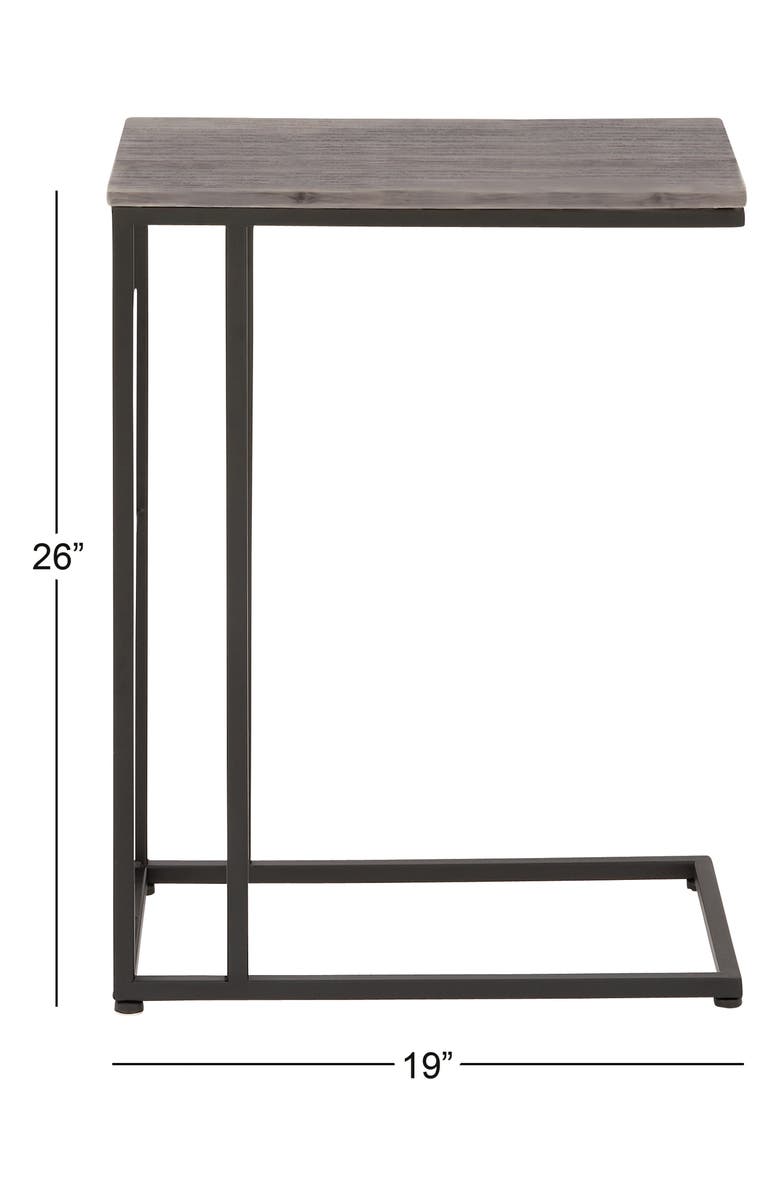 GINGER BIRCH STUDIO Dark Brown Wood Contemporary Accent Table with Black Metal Base, Alternate, color, 