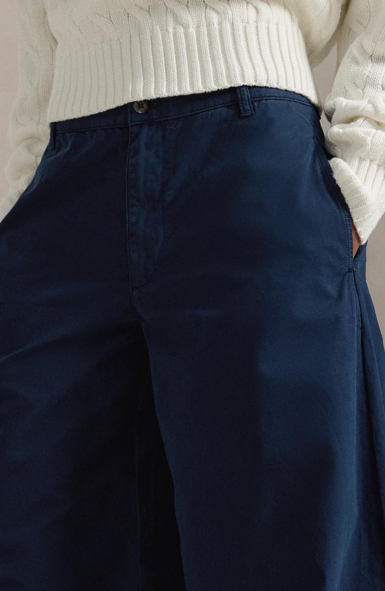 Polo Ralph Lauren Poplin Wide Leg Pants, Alternate, color, Navy