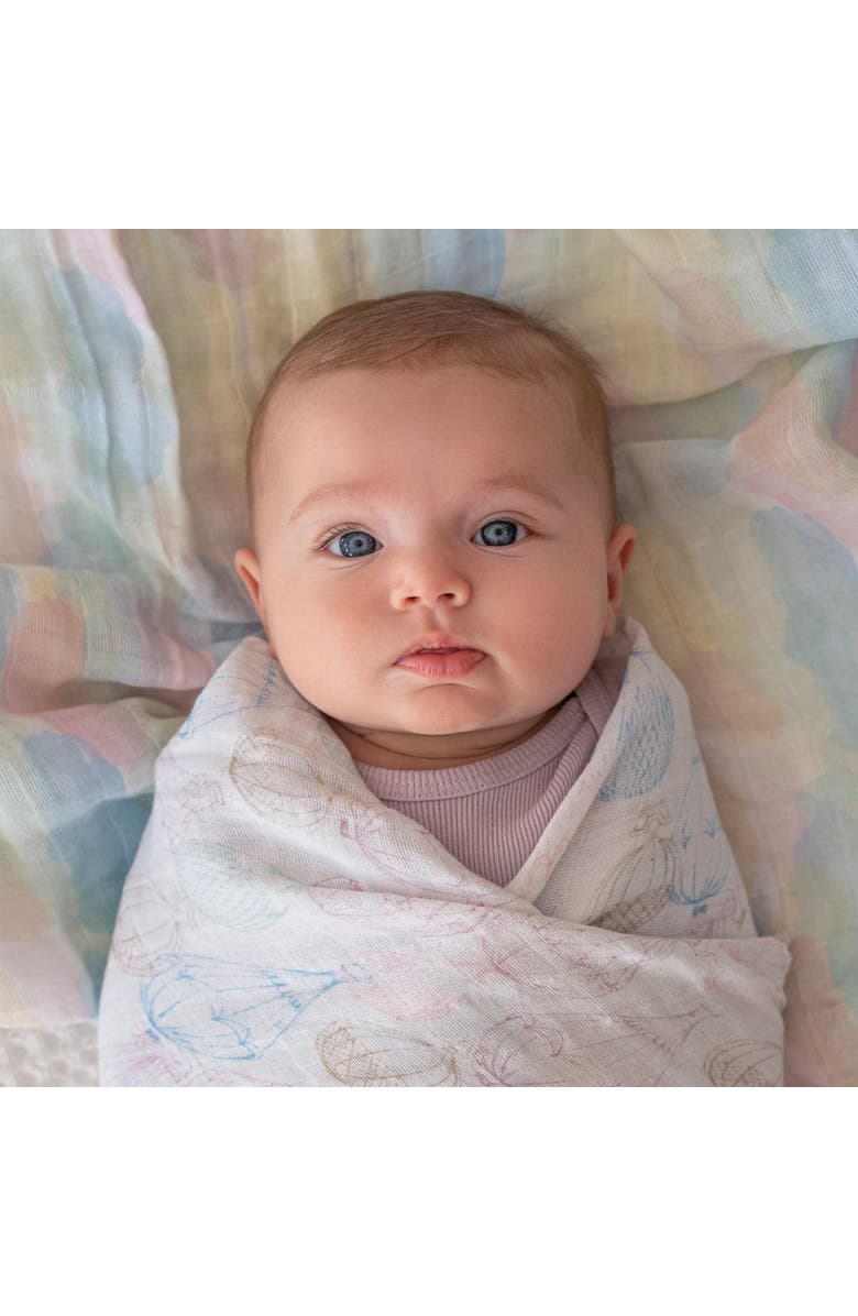 aden + anais Boutique 4-Pack 100% Organic Cotton Muslin Swaddles, Alternate, color, Above The Clouds