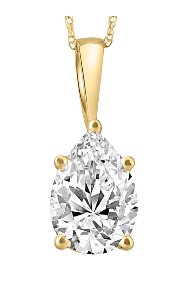 Certified 2 Ct Pear Solitaire Diamond Pendant 14k Gold Necklace Lab Grown, Main, color, 14k Yellow Gold