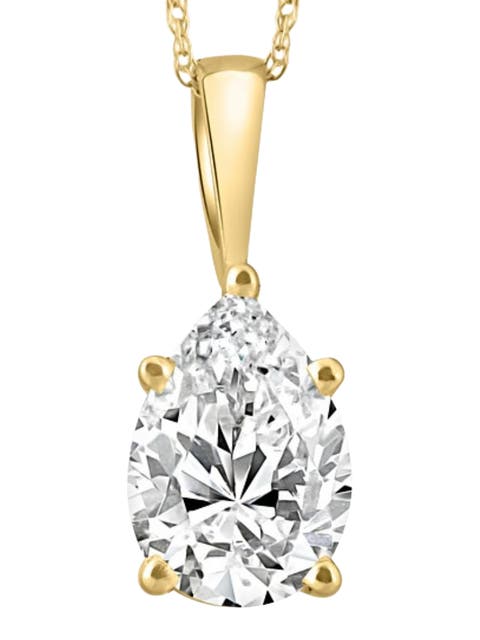 Certified 3Ct Pear Shape Solitaire Lab Grown Diamond Pendant Gold Necklace