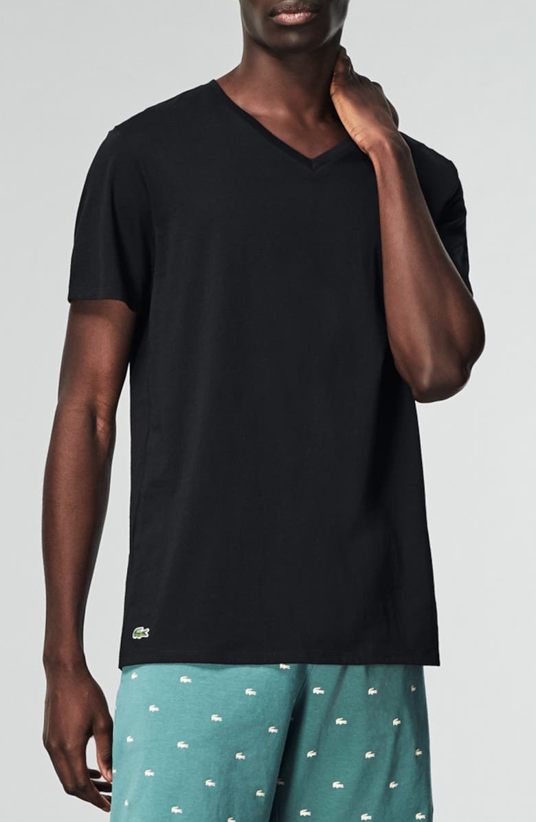 Lacoste 3-Pack Slim Fit Essentials V-Neck T-Shirts, Main, color, 