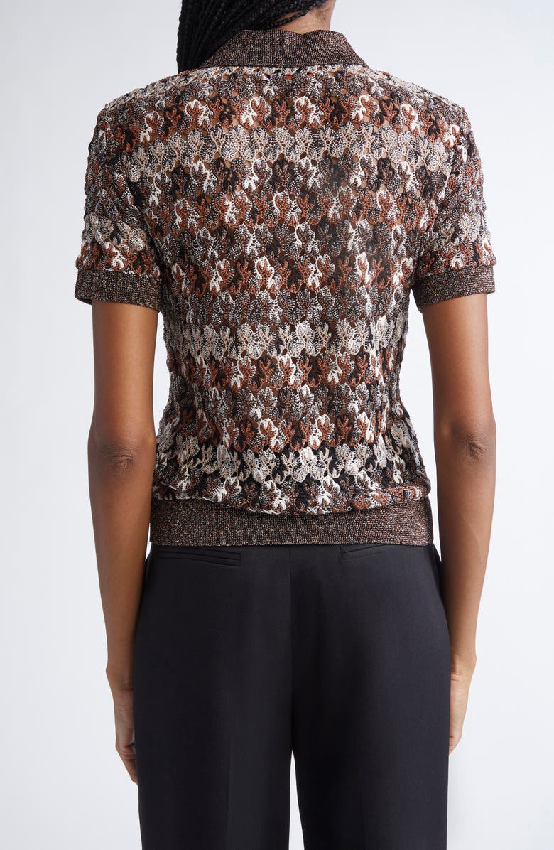 Missoni Knit Metallic Lace Polo, Alternate, color, Light Brown Tones And Orange