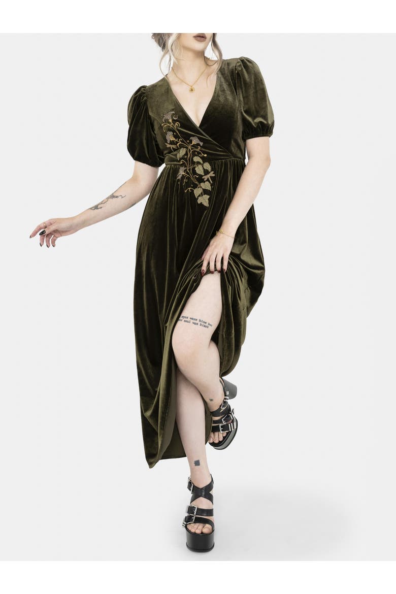 Noura Floral Dragonfly Midaxi Dress, Alternate, color, Green