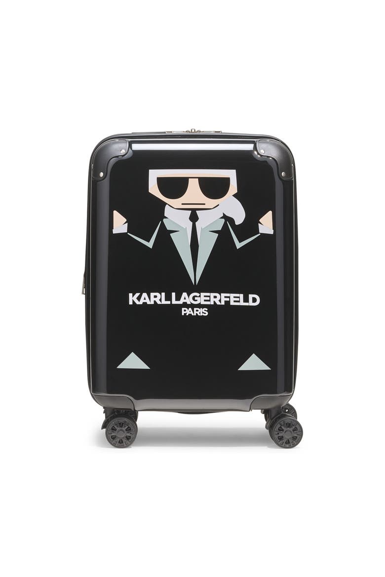 Karl In A Box 21" Carry On Upright Suitcase, Main, color, Black