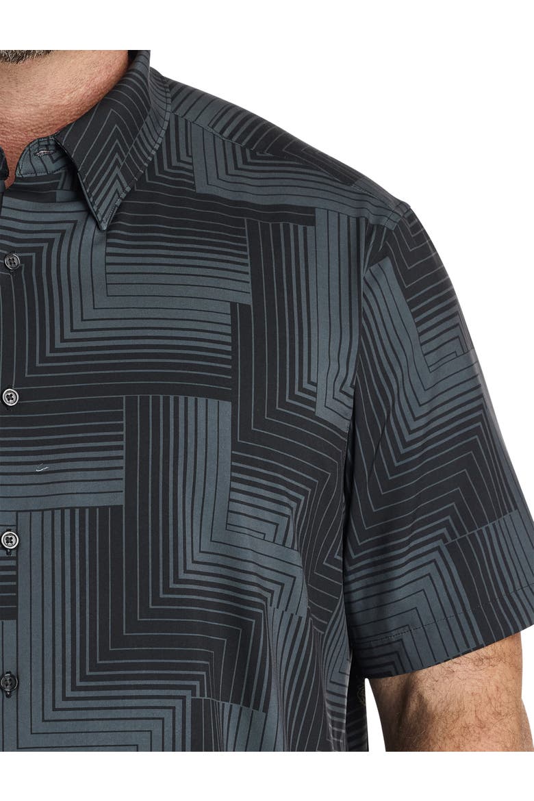 Big & Tall Multi Patterned Performance Sport Shirt, Alternate, color, BLACK