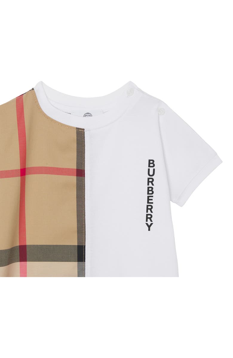 Burberry Lennox Check Panel Cotton Romper, Alternate, color, 