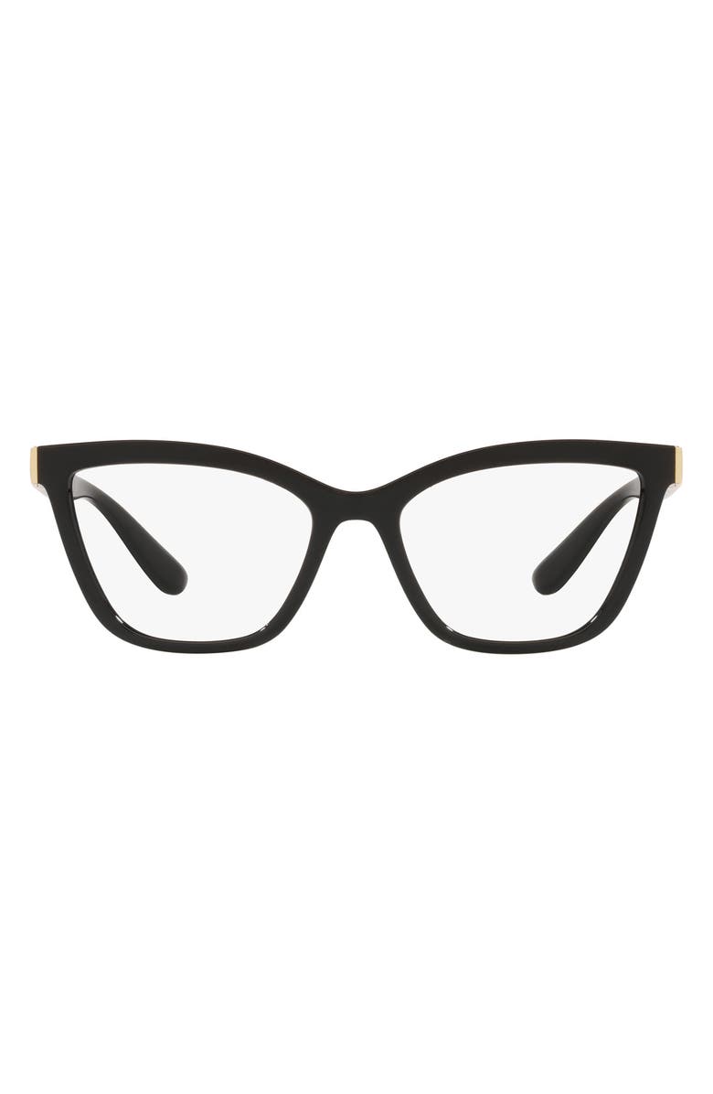 Dolce&Gabbana 55mm Cat Eye Optical Glasses, Main, color, Black / Demo Lens