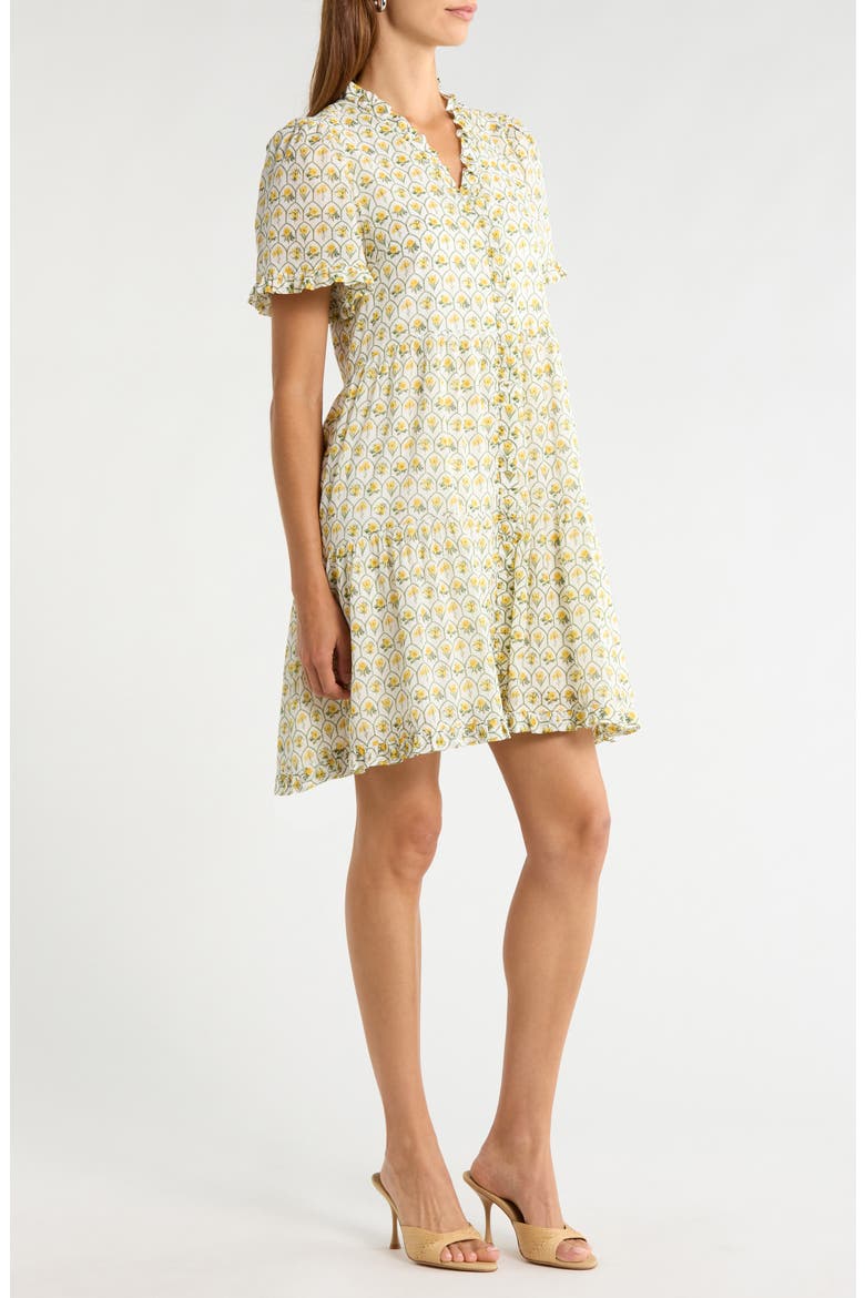 Trinny Floral Print Ruffle Dress, Alternate, color, WHITE-YELLOW