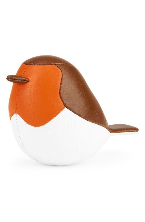 Mini Bird Robin Faux Leather Paperweight