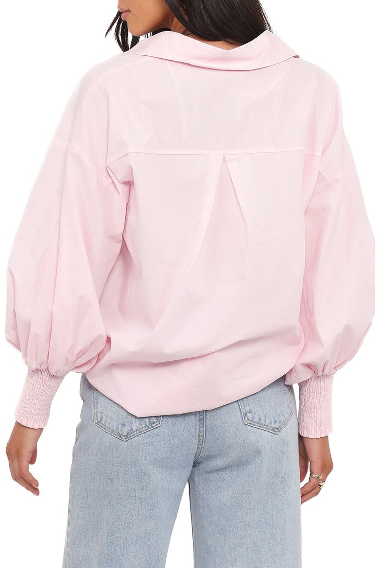 Carys Smocked Cuff Cotton Poplin Button-Up Shirt, Alternate, color, PALE PINK