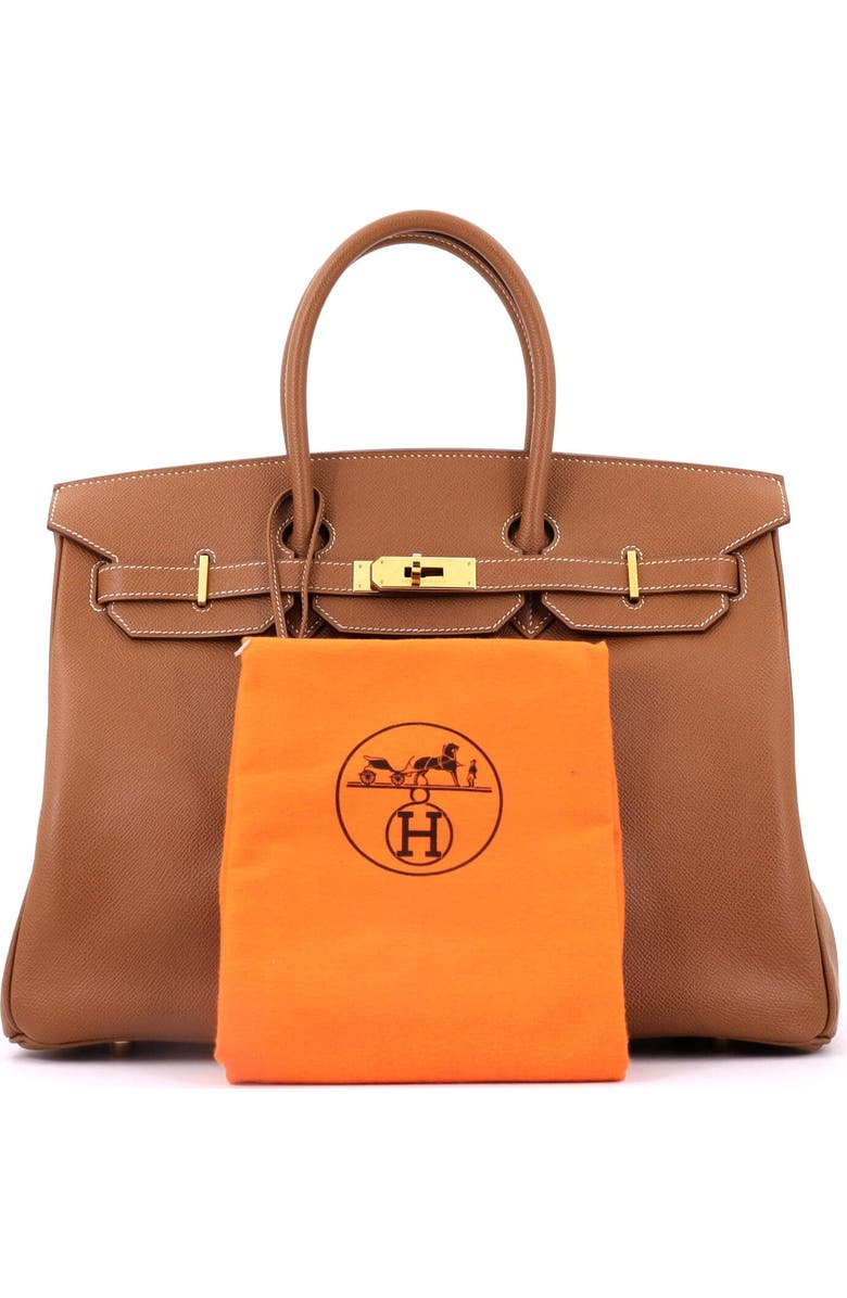 Pre-Owned Hermes Birkin Handbag Brown Veau Grain Lisse with Gold Hardware 35, Alternate, color, Gold