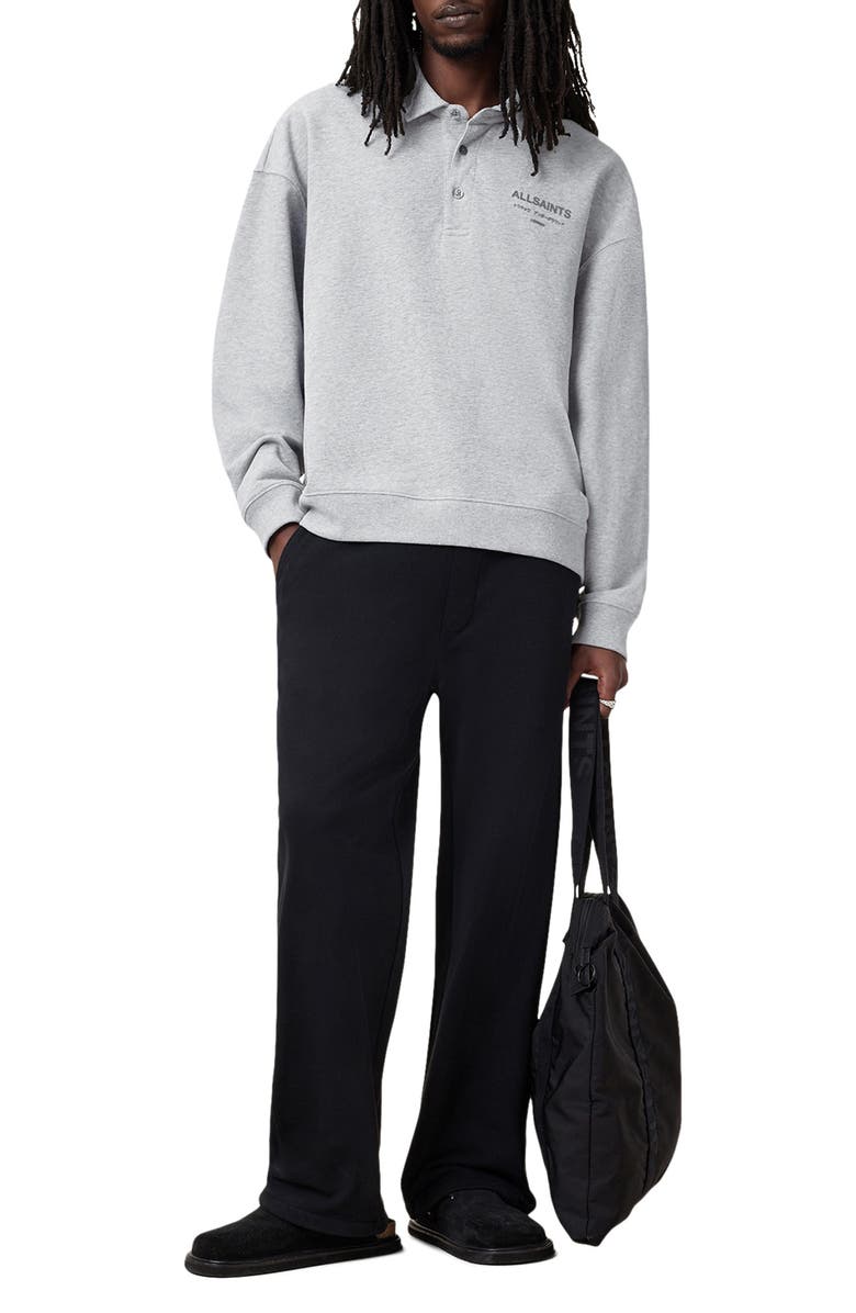 AllSaints Xander Logo Graphic Polo Sweatshirt, Alternate, color, Grey Marl
