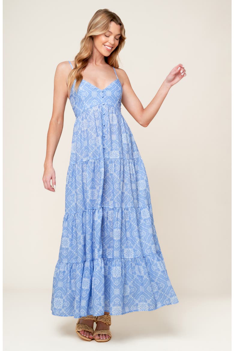 Bandana Print Tiered Maxi Dress, Alternate, color, SLATE BLUE