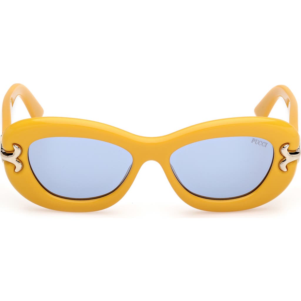 Pucci Emilio 52mm Geometric Sunglasses In Shiny Yellow/blue