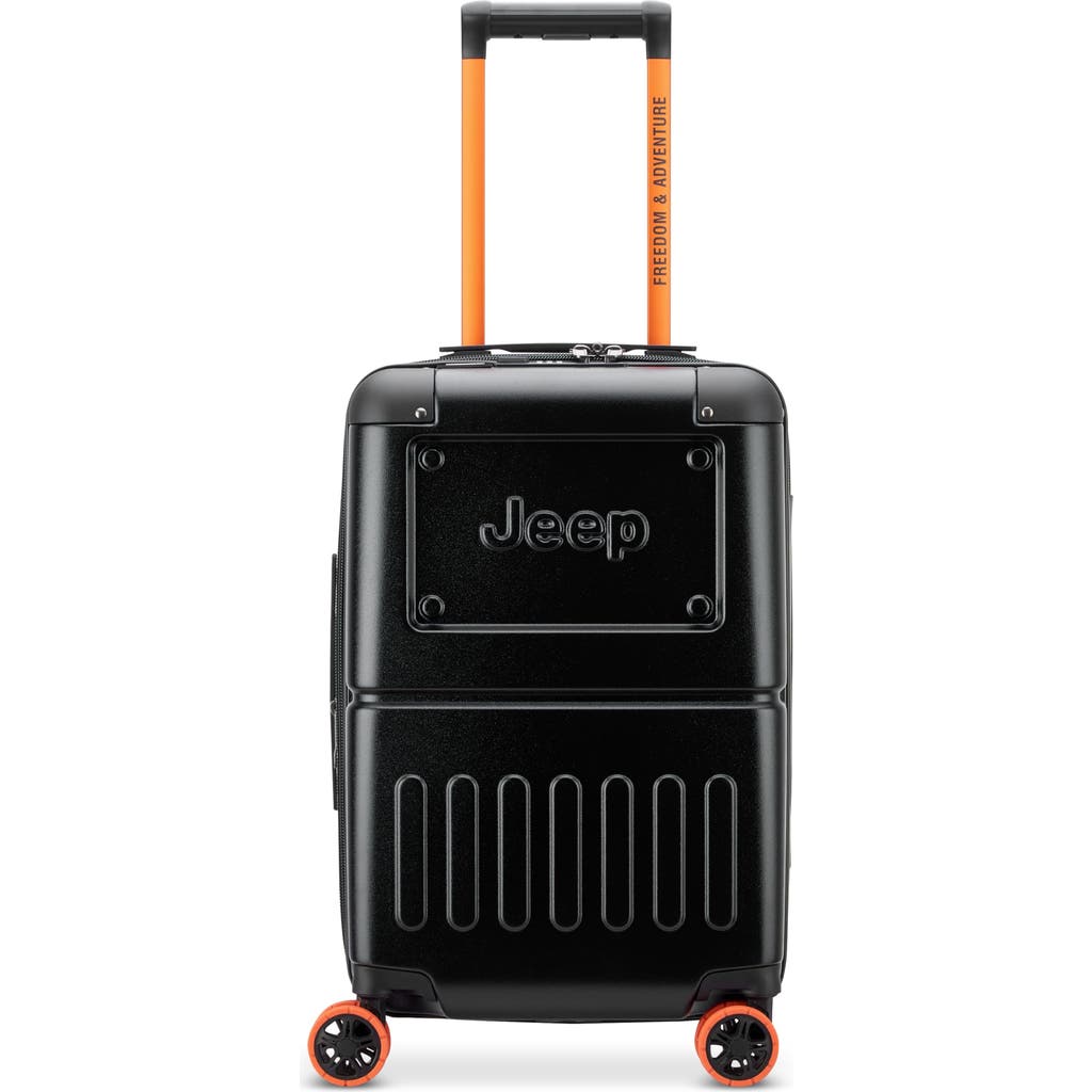 Jeep Jh002b Carry-on 19 Inch Hardside Expandable Luggage With Spinner Wheels In Black
