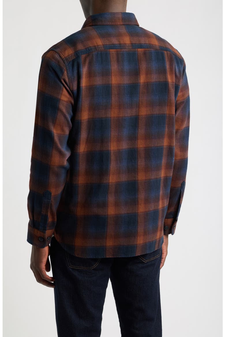 Burnside Plaid Cotton Flannel Shirt, Alternate, color, NAVY/ BROWN PLAID