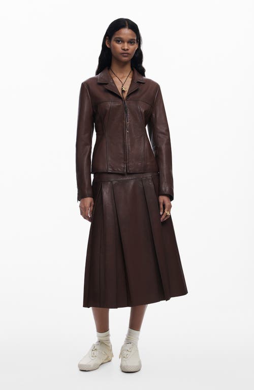 Desigual Leather Coat In Brown