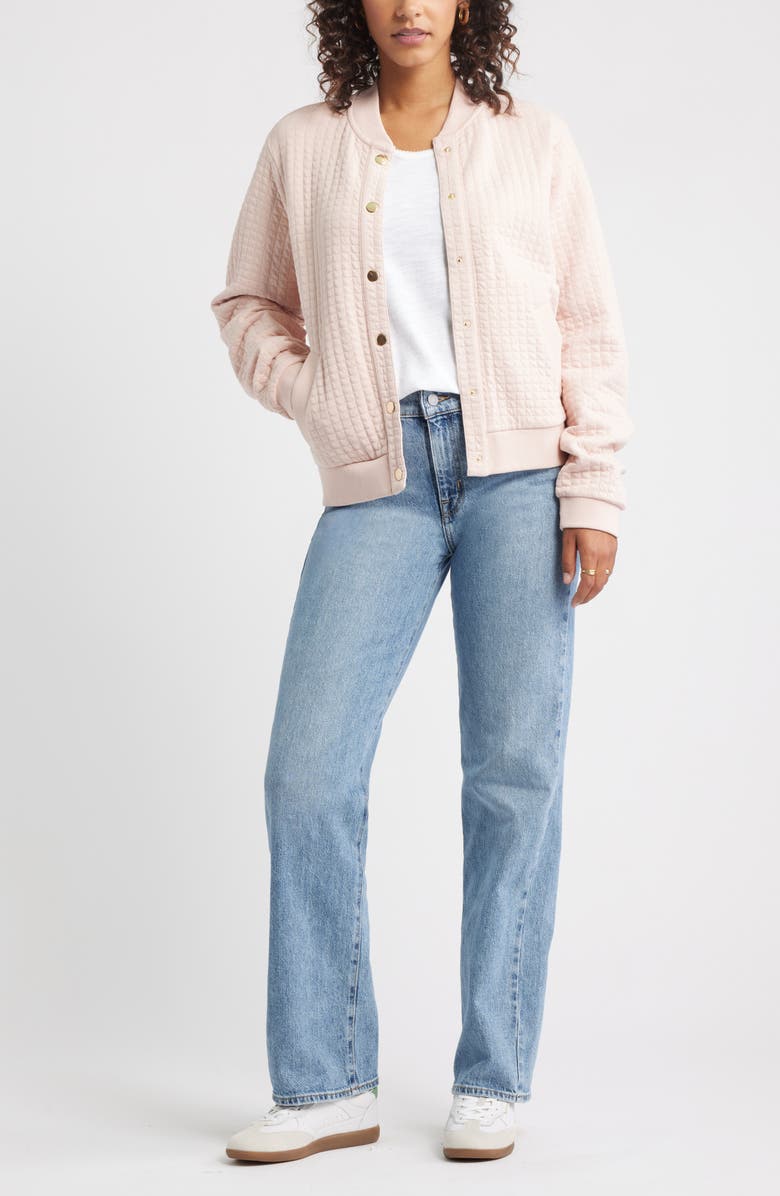 Caslon<sup>®</sup> Quilted Cotton Bomber Jacket, Alternate, color, Pink Smoke