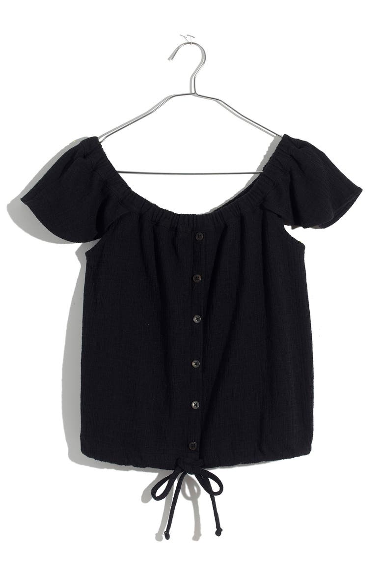 Texture & Thread Off the Shoulder Top, Alternate, color, TRUE BLACK