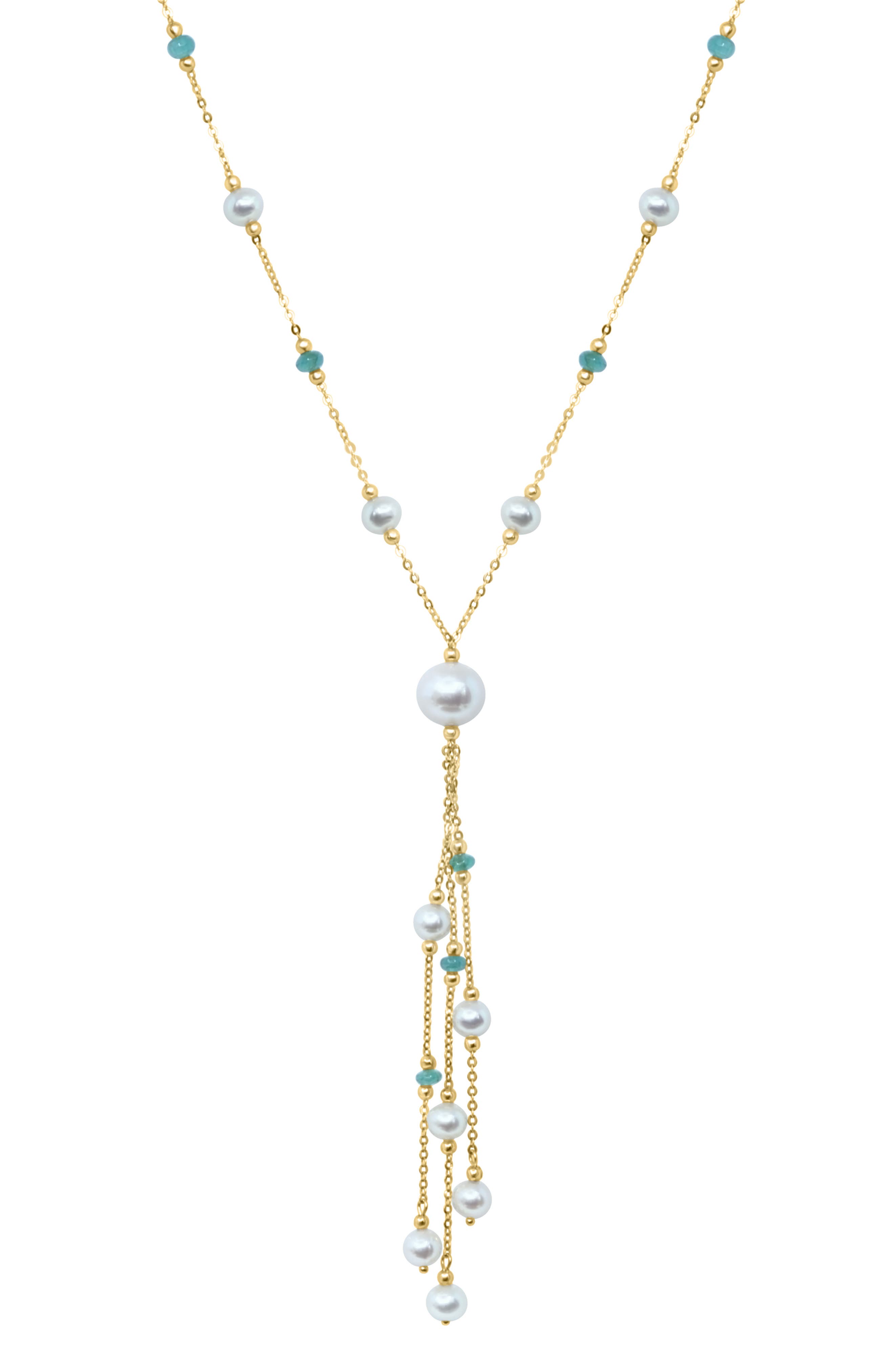 EFFY Emerald & Freshwater Pearl Station Y-Necklace