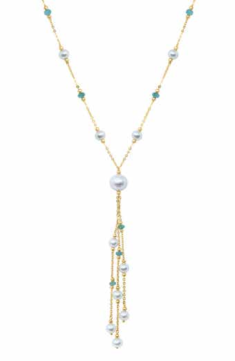 EFFY Emerald & Freshwater Pearl Station Y-Necklace