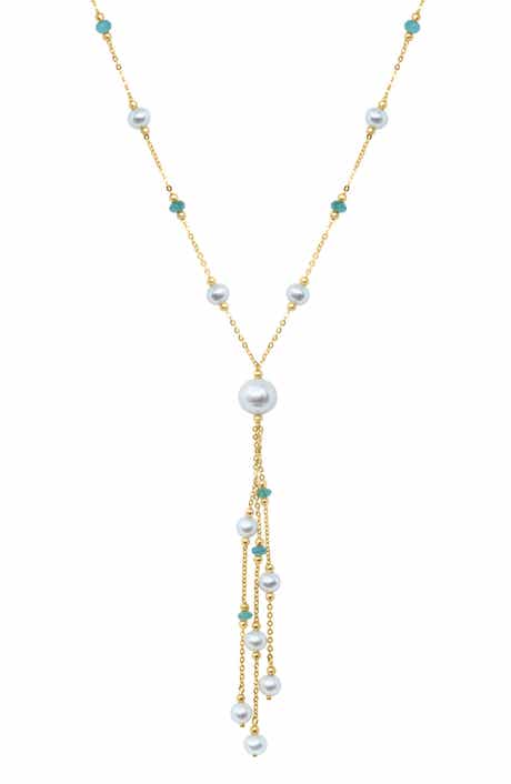 EFFY Emerald & Freshwater Pearl Station Y-Necklace