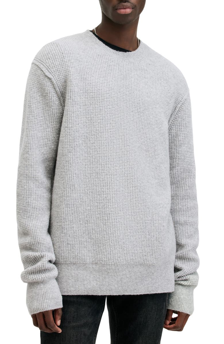 AllSaints Hatten Waffle Stitch Sweater, Main, color, Light Grey