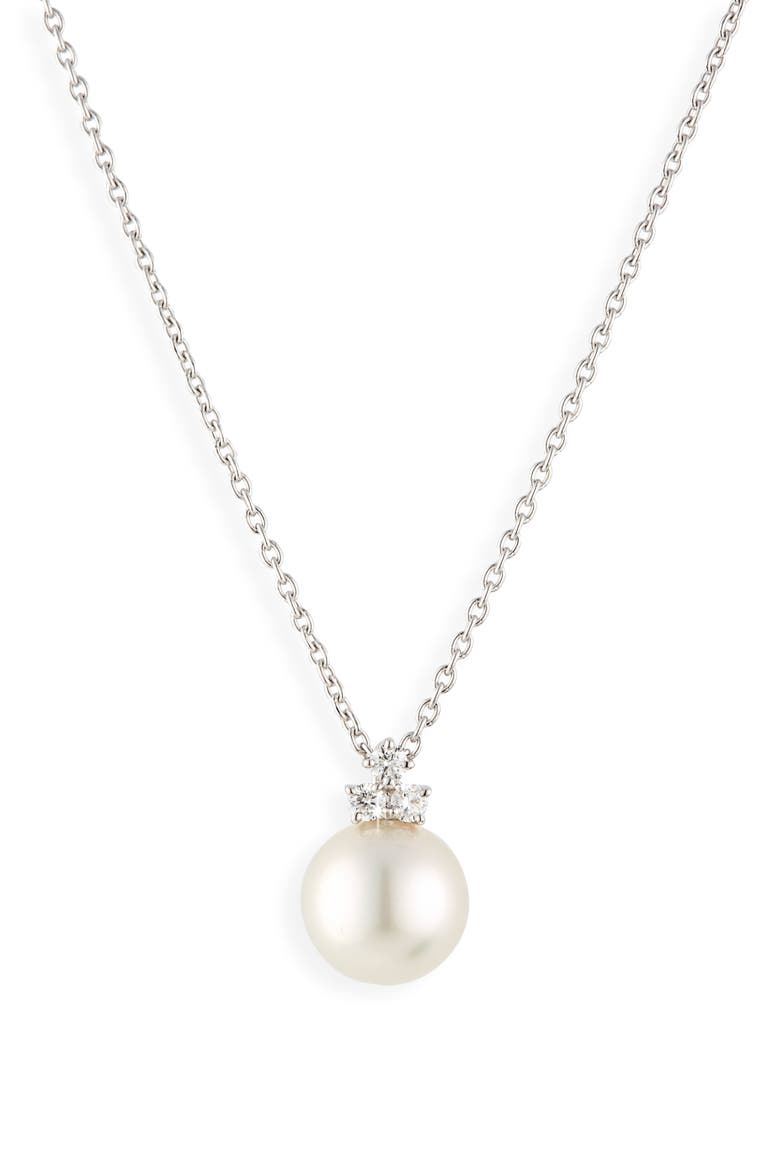 Classic White South Sea Cultured Pearl Pendant Necklace, Main, color, 18KW