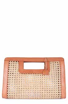 Jelavu Delmar Rattan & Leather Frame Clutch