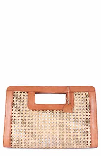 Jelavu Delmar Rattan & Leather Frame Clutch