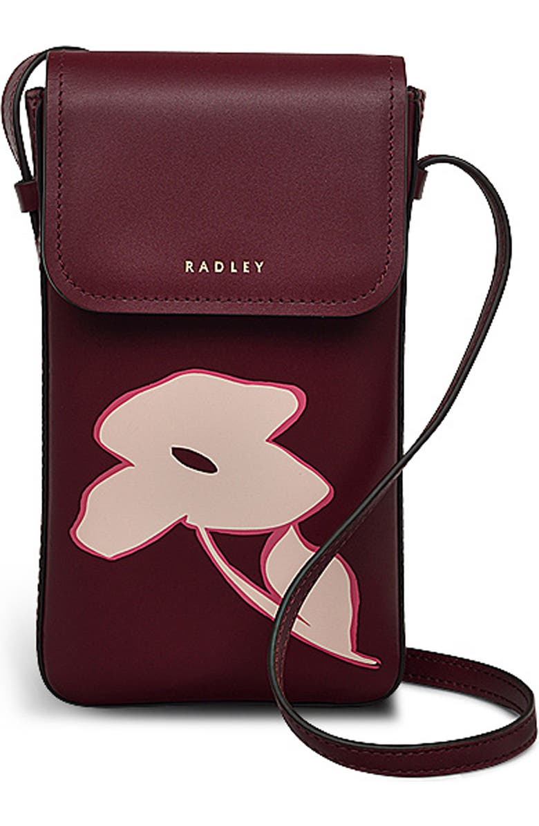 Radley Liverpool Lane Bloom Medium RFID Phone Crossbody Bag, Main, color, Merlot