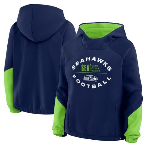 Women
s Fanatics College Navy Seattle Seahawks Oversized Redzone Bubble Screen Pullover Hoodie
