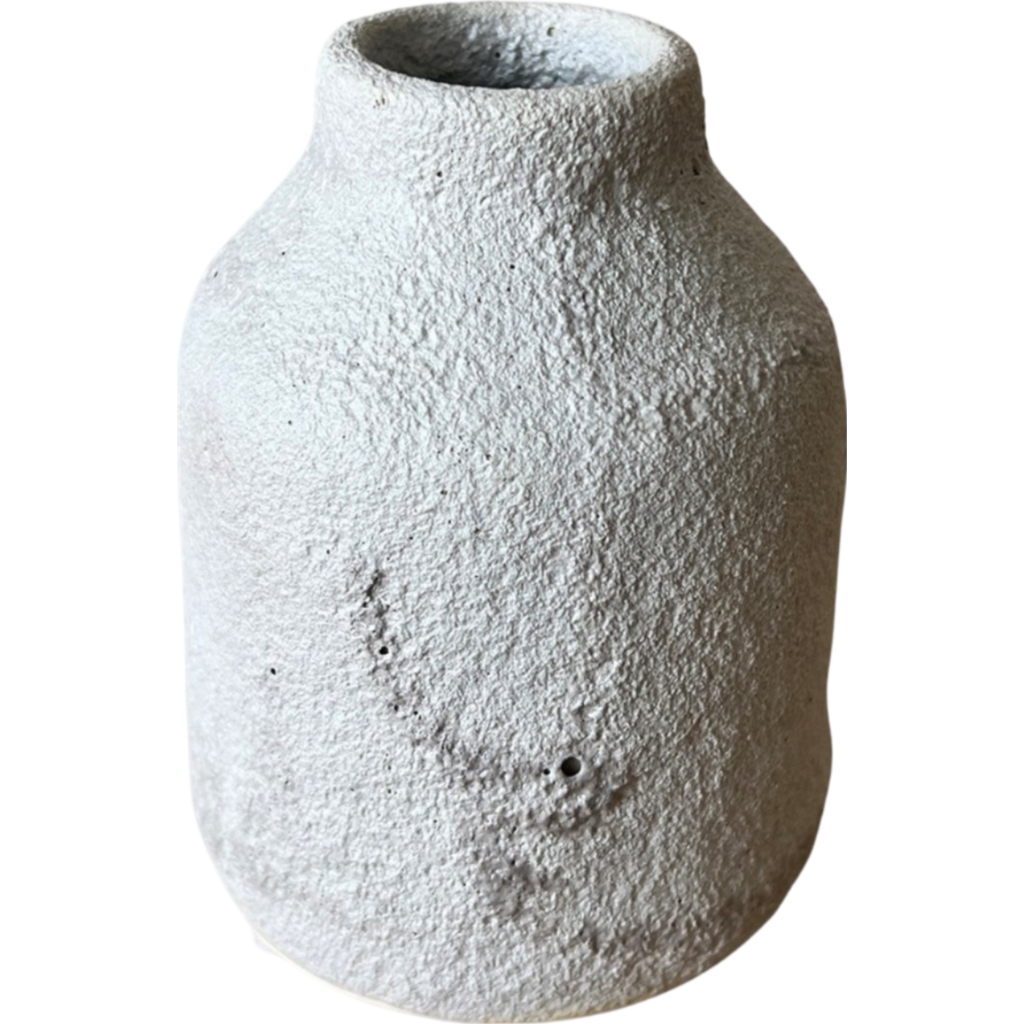 Gina Desantis Ceramics Small Bottle Crater Vase In Gray